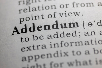 Dictionary definition of addendum