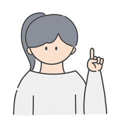 ポイントのポーズをしたの女の子のバストアップアイコンイラスト