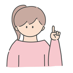 ポイントのポーズをしたの女の子のバストアップアイコンイラスト