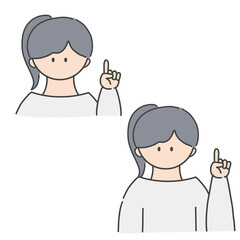 ポイントのポーズをしたの女の子のバストアップアイコンイラスト
