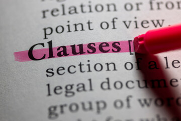 Dictionary definition of clauses - obrazy, fototapety, plakaty