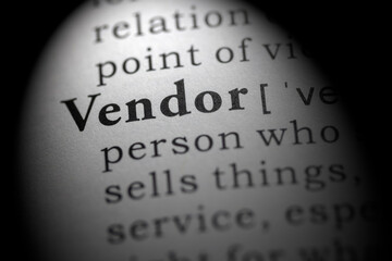 Obraz premium Dictionary definition of Vendor