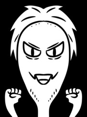 black and white of monster cartoon