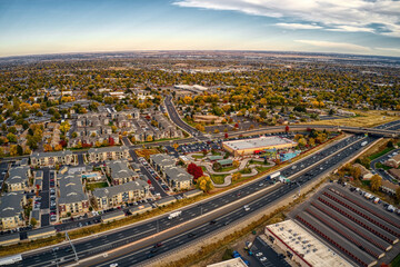 Aerial View of the Denver Suburb of Northglen, Colorado in Autumn