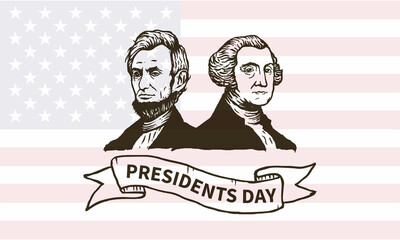 Happy Presidents day in United States. Washington's Birthday. Federal holiday in America. Celebrated in February. Poster, banner and background