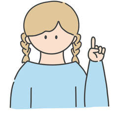 ポイントのポーズをしたの女の子のバストアップアイコンイラスト