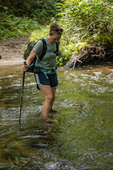 Woman With Hiking Pole Fords Creek