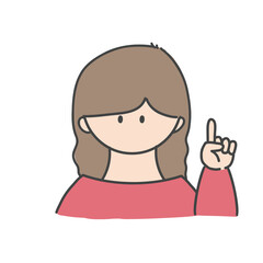 ポイントのポーズをしたの女の子のバストアップアイコンイラスト