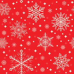 Naklejka na ściany i meble Seamless snowflakes pattern for Christmas and New year postcards or greetings. Winter background of snowflakes.