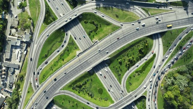 Spectacular Shot Turning Overhead of Road Junction