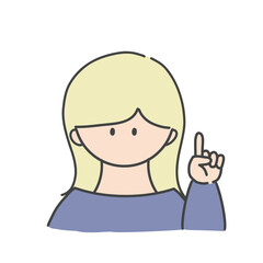 ポイントのポーズをしたの女の子のバストアップアイコンイラスト