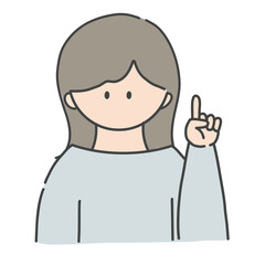 ポイントのポーズをしたの女の子のバストアップアイコンイラスト