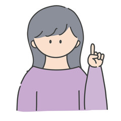 ポイントのポーズをしたの女の子のバストアップアイコンイラスト