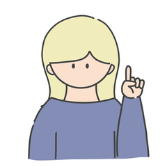 ポイントのポーズをしたの女の子のバストアップアイコンイラスト