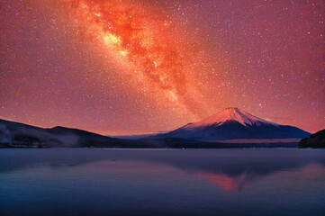 富士山と星空合成
