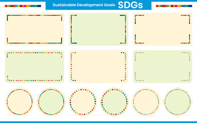 SDGs17項目／タイトルフレーム／横長・丸型（イエロー・グリーン）