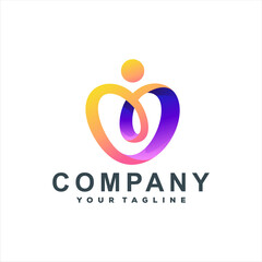 love heart gradient logo design