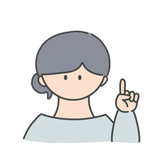ポイントのポーズをしたの女の子のバストアップアイコンイラスト