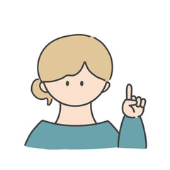 ポイントのポーズをしたの女の子のバストアップアイコンイラスト