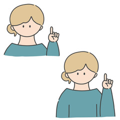 ポイントのポーズをしたの女の子のバストアップアイコンイラスト