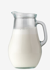 jug of milk over a white background