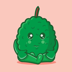 sad durian fruit mascot isolated cartoon in flat style