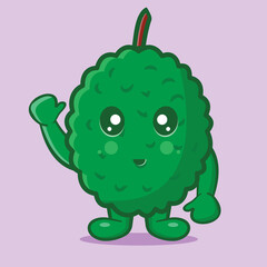 cute durian fruit mascot smile isolated cartoon in flat style