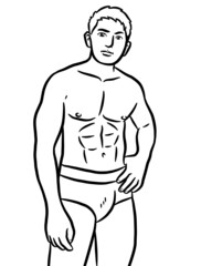 Fototapeta premium black and white of cute man cartoon for coloring