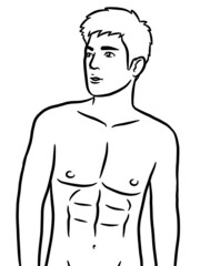 Fototapeta premium black and white of cute man cartoon for coloring