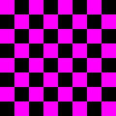 Checkerboard 8 by 8. Black and Magenta colors of checkerboard. Chessboard, checkerboard texture. Squares pattern. Background.