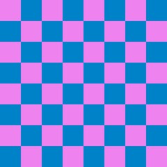 Checkerboard 8 by 8. Blue and Violet colors of checkerboard. Chessboard, checkerboard texture. Squares pattern. Background.