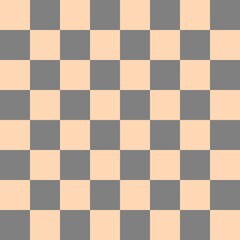 Checkerboard 8 by 8. Grey and Apricot colors of checkerboard. Chessboard, checkerboard texture. Squares pattern. Background.