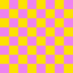 Checkerboard 8 by 8. Violet and Yellow colors of checkerboard. Chessboard, checkerboard texture. Squares pattern. Background.
