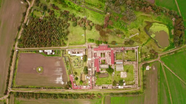 Aerial flying over rural countryside luciernagas in Mexico at day