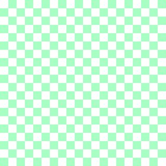 Two color checkerboard. Mint and White colors of checkerboard. Chessboard, checkerboard texture. Squares pattern. Background.