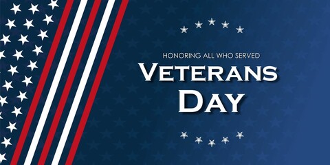 Veteran's day template.Honoring all who served. Veteran's day illustration with american flag patterns