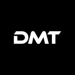 DMT letter logo design with black background in illustrator, vector logo modern alphabet font overlap style. calligraphy designs for logo, Poster, Invitation, etc.