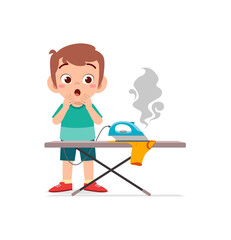 little boy shock see burned clothes from electric iron