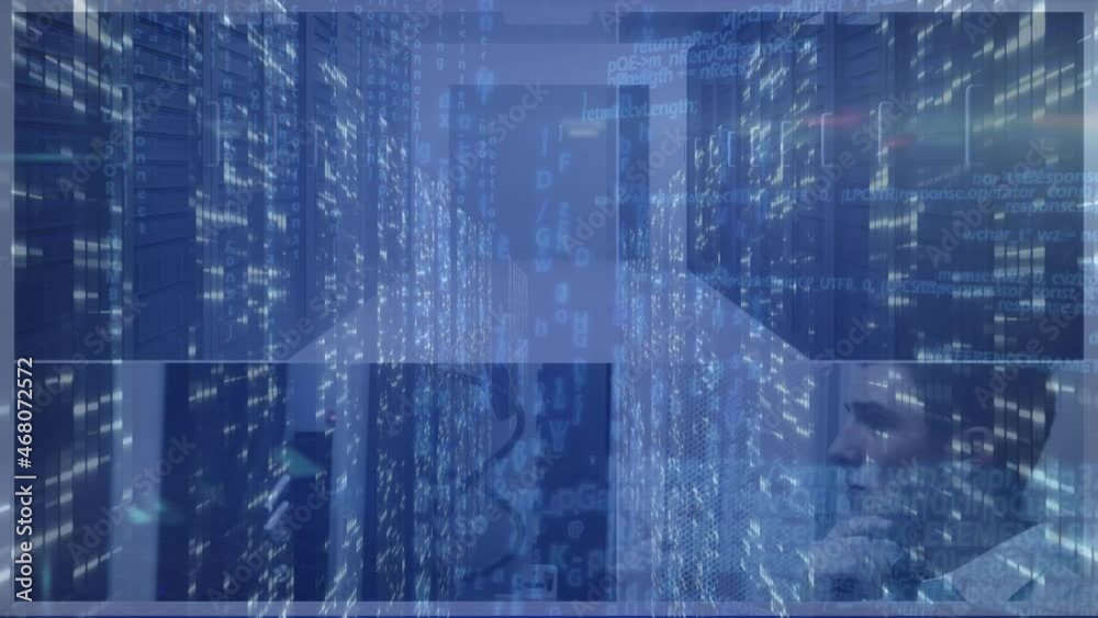 Poster animation of data processing over computer servers