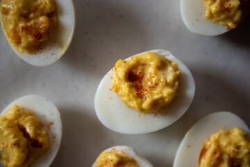 Close up deviled eggs