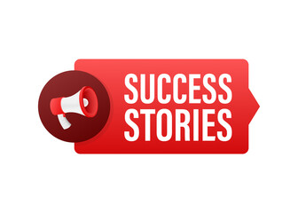 Megaphone with Success stories. Megaphone banner. Vector stock illustration