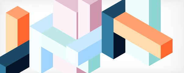 Abstract background. 3d cubes, cubic elements and blocks. Techno or business concept for wallpaper, banner, background, landing page