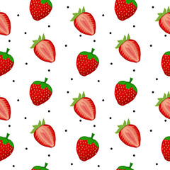 Cute strawberry seamless pattern vector on white Background design for kids, decorating, wallpaper, wrapping paper, fabric, backdrop