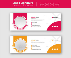 Corporate Modern Email Signature Design template. Email signature template design set with blue, yellow, red and green color. business email signature vector design.