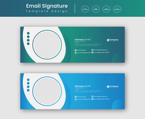 Corporate Modern Email Signature Design template. Email signature template design set with blue, yellow, red and green color. business email signature vector design.
