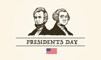 Happy Presidents day in United States. Washington's Birthday. Federal holiday in America. Celebrated in February. Poster, banner and background