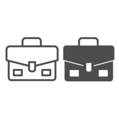 Schoolbag, suitcase, briefcase, bag line and solid icon, education concept, portfolio vector sign on white background, outline style icon for mobile concept and web design. Vector graphics.