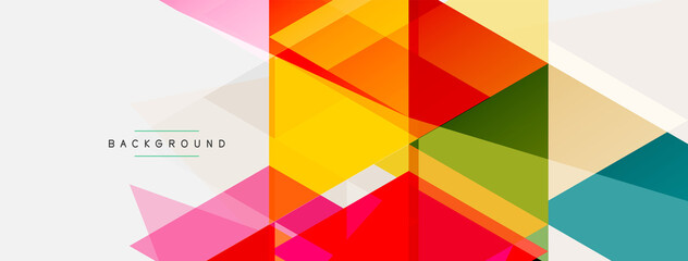Fototapeta premium Color triangles composition, geometric abstract background. Techno or business concept, pattern for wallpaper, banner, background, landing page
