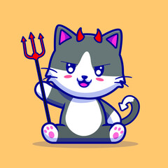 devil cosplay cute cat cartoon illustration