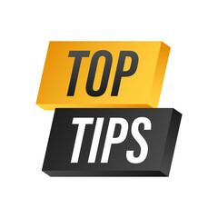 Megaphone banner with text Top tips. Vector illustration